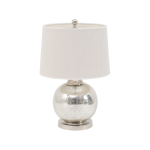 Mottled Mercury Sphere Lamp with cream shade and aluminium base