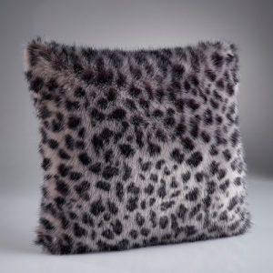 Luxury Faux Fur Cushion Grey Leopard