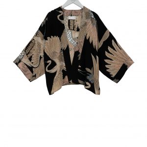 OS Crepe Kimono - Crane Black