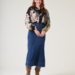 OS Pussy Bow Blouse - Crane Emerald