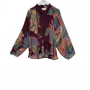OS Pussy Bow Blouse - Crane Plum