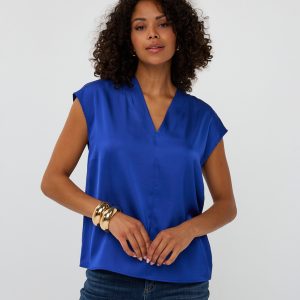 Satin Sleeveless Top - Cobalt