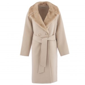 Classic Fur Collar Coat - Beige