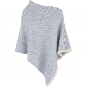 Herringbone Poncho - Baby Blue
