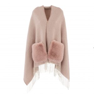 Faux Fur Pocket Wrap - Pink