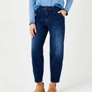 Maisie Barrel Leg Jeans - Dark Blue
