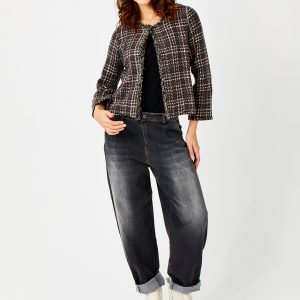Maisie Barrel Leg Jeans - Dark Grey