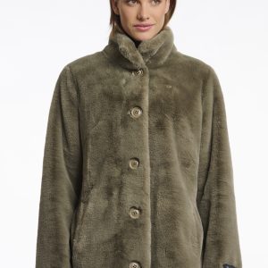 Nina Faux Fur Coat - Moss