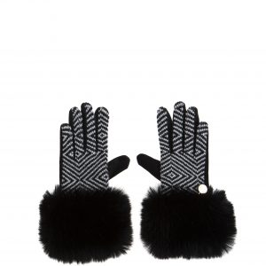 Gloves - Black Faux Fur Trim