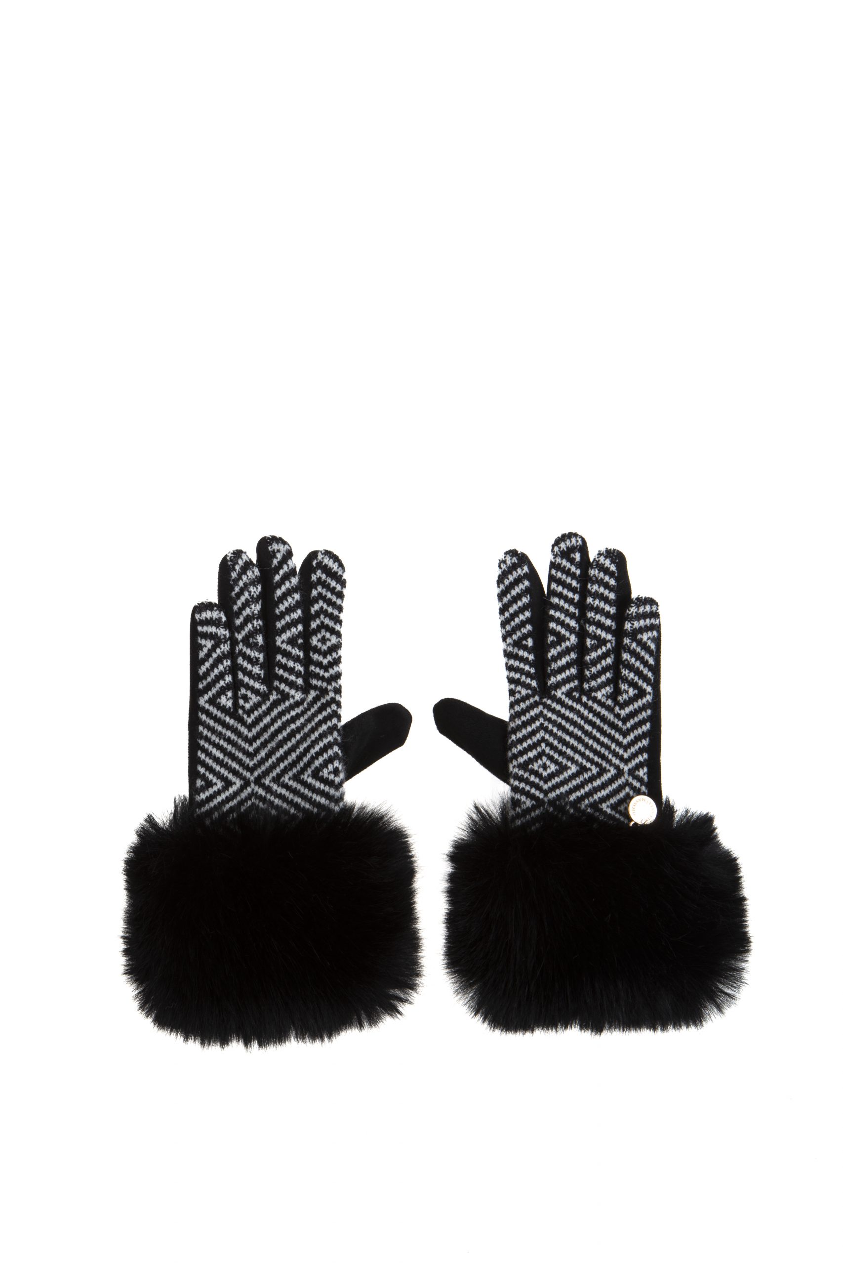 Gloves - Black Faux Fur Trim