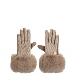 Gloves - Camel Faux Fur Trim