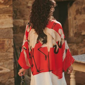 OS Kimono - Stork Scarlet