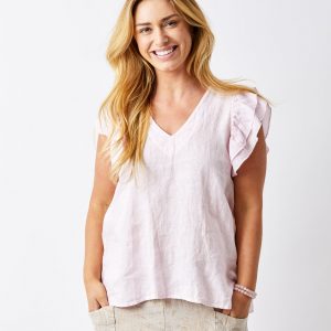 Sorrento Linen Top – Pink