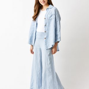 Palazzo Pant – Blue Linen