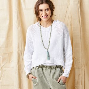 Curved Hem Jumper - White