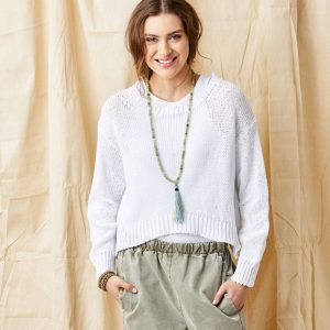 Curved Hem Jumper – White