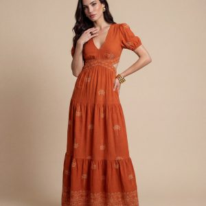 Tilley Open Back Dress - Rust