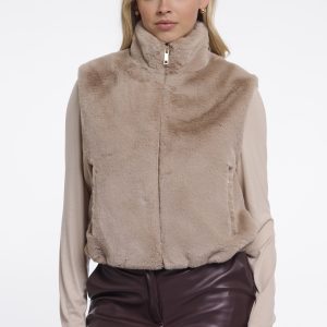 Nikki Faux Fur Gilet - Oat