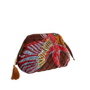 OS Velvet Pouch- Crane Brown