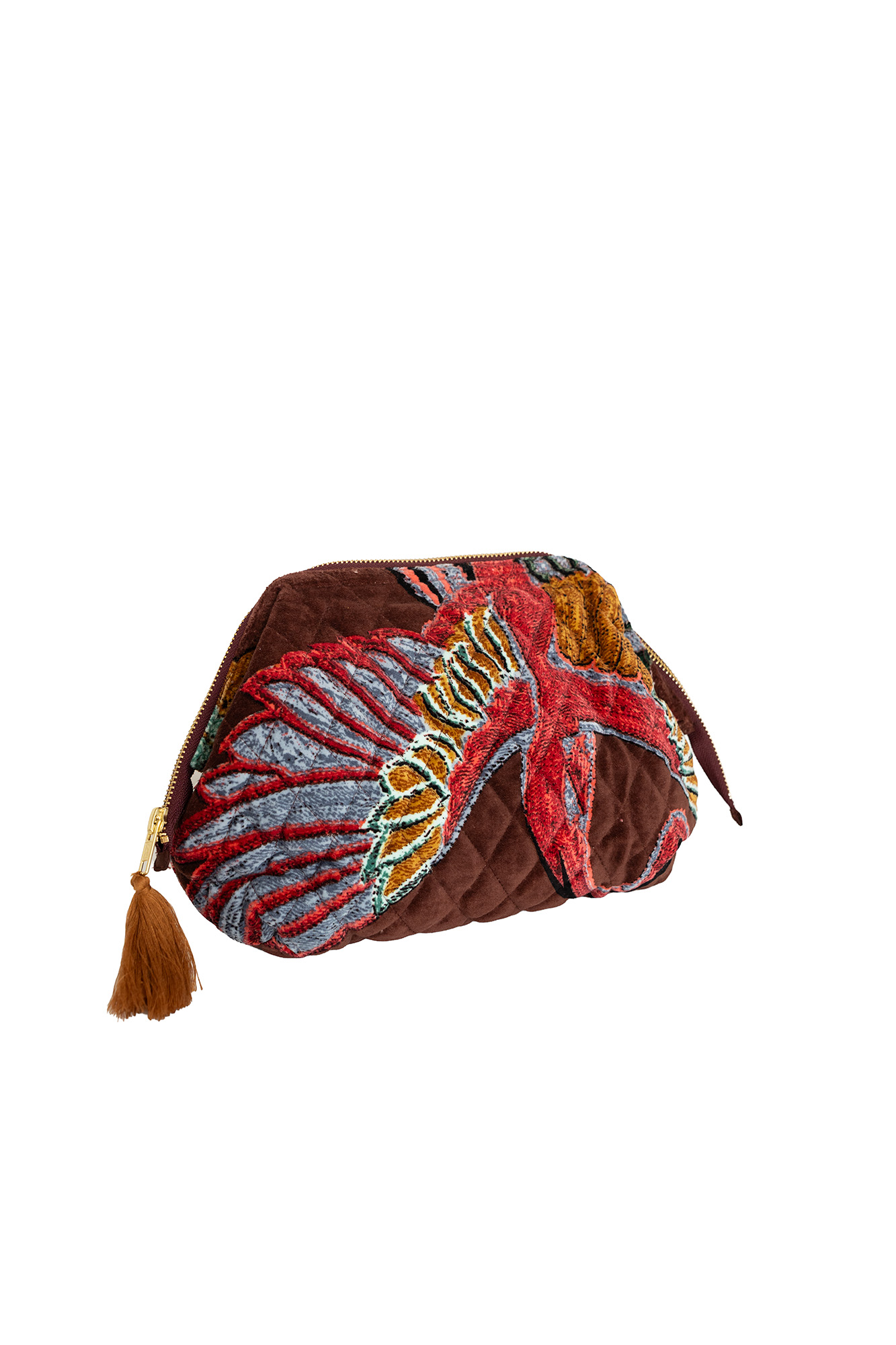 Crane-Brown-Velvet-Pouch