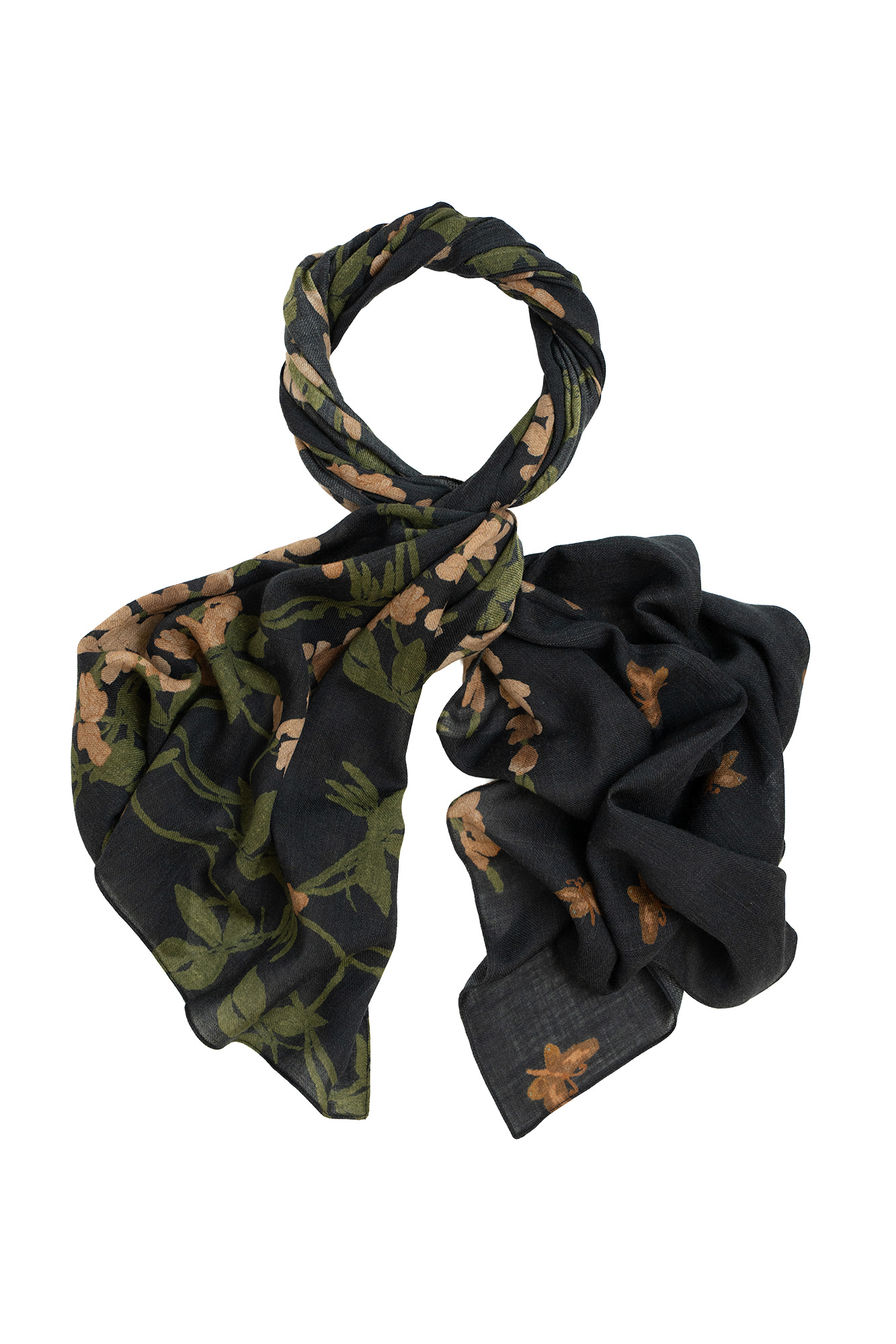 WisteriaBlack Wool Scarf